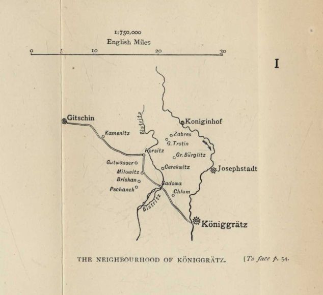 Sketch Map 1--THE NEIGHBOURHOOD OF KÖNIGGRÄTZ.