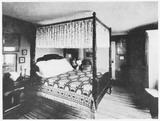 Image unavailable: Copyright by G. H. Buek  Handwoven Coverlet in Bed-Chamber of the John Howard Payne House, Easthampton, Long Island, New York