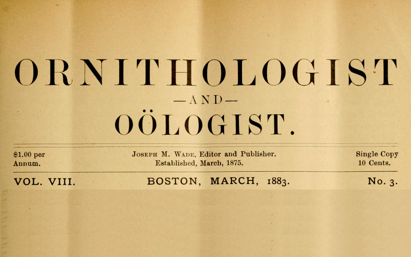 Ornithologist and Oölogist, March 1883