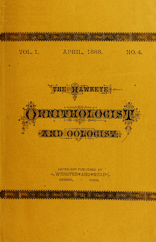 The Hawkeye Ornithologist and Oologist, Vol. 1 No. 4