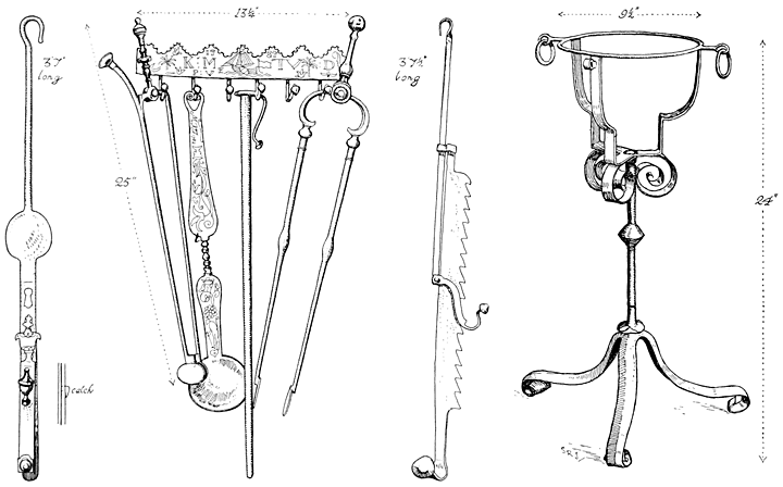 IRON HANGERS, FIRE-IRONS AND FIRE-STANDARD