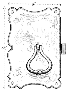 CARVED DOOR OF WALL-CUPBOARD, WITH PIERCED AND ENGRAVED IRON FITTINGS