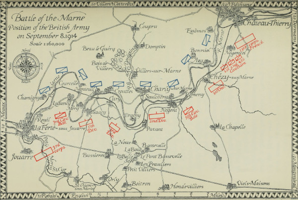 Battle of the Marne. Position of the British Army on September 8, 1914.
