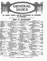 General Index list of departments