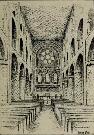 The interior of the Abbey Church, Waltham.  Drawn by Duncan Moul