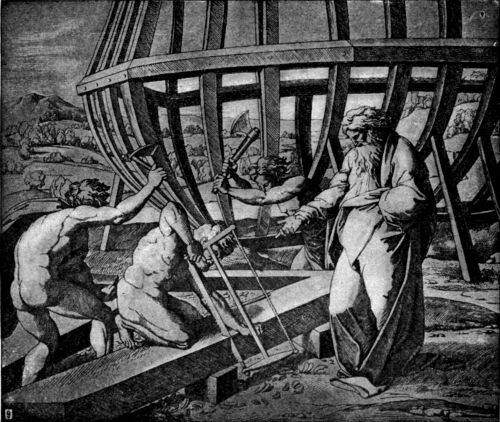 NOAH BUILDING THE ARK. (Raphael.)