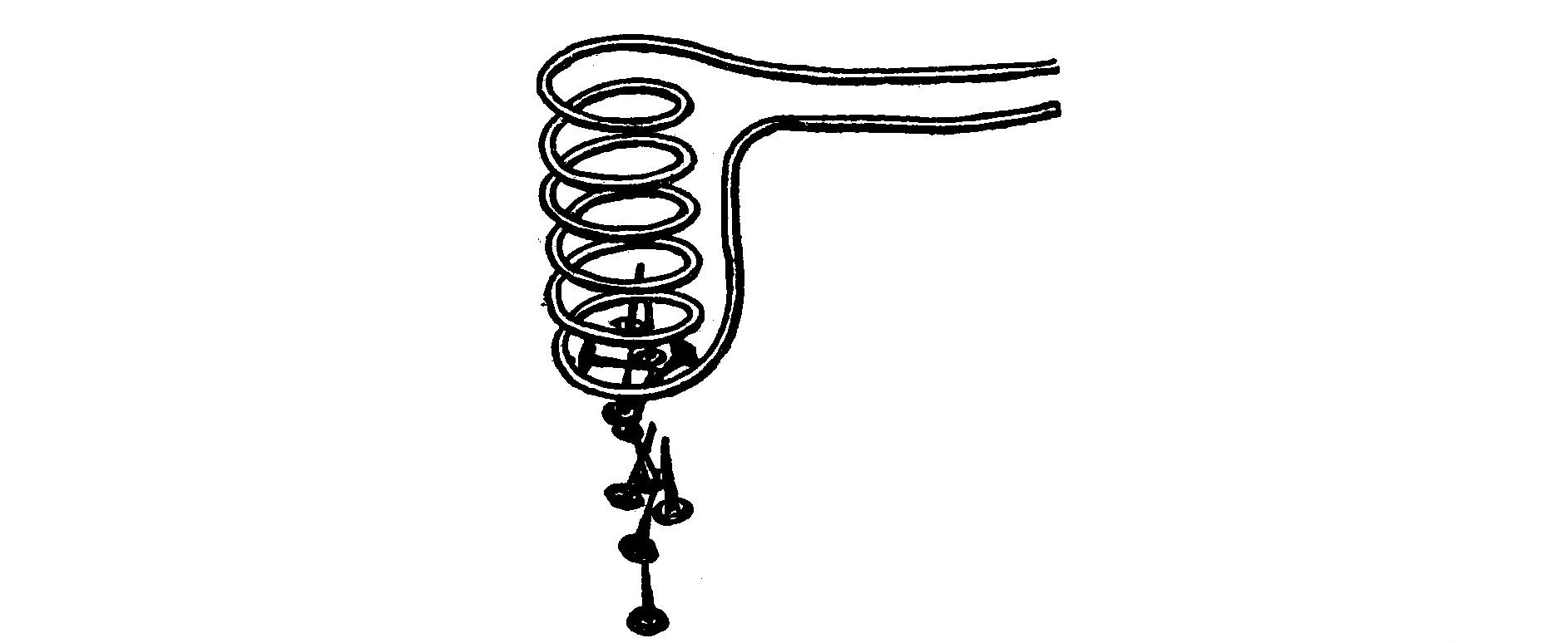 FIG. 3.—By forming the wire into several loops or a spiral so that the effect of the individual turns is concentrated in a small space, an Electromagnet is made.