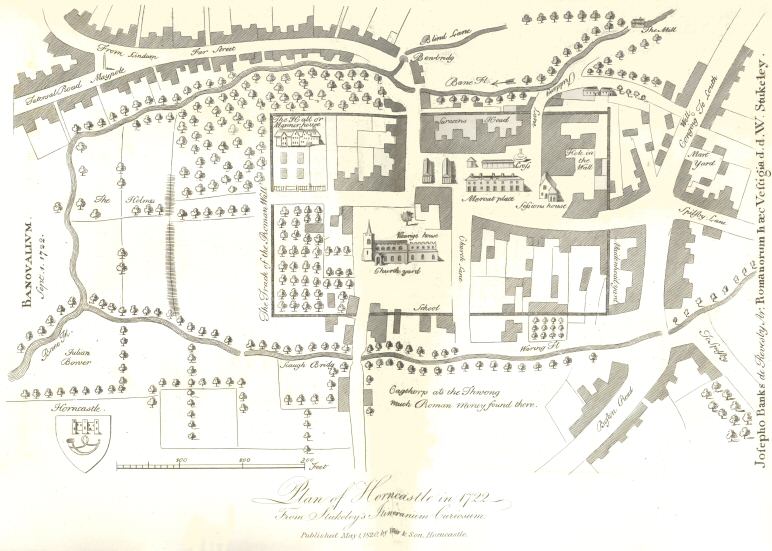 Plan of Horncastle in 1722, from “Stukeley’s Itinerarium”