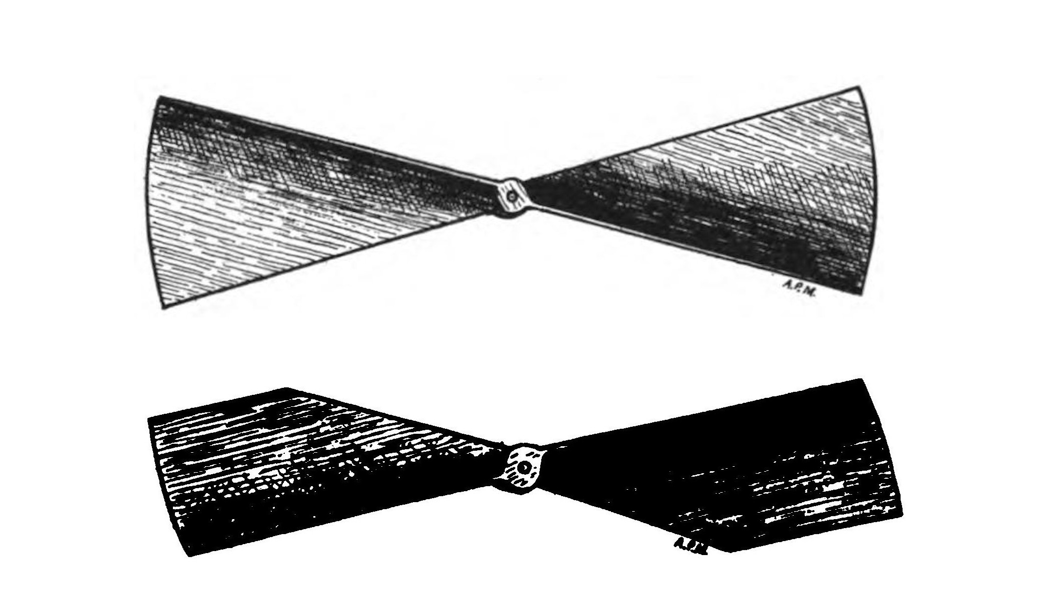 FIG. 37. Langley type propeller (top). Wright type propeller (bottom).