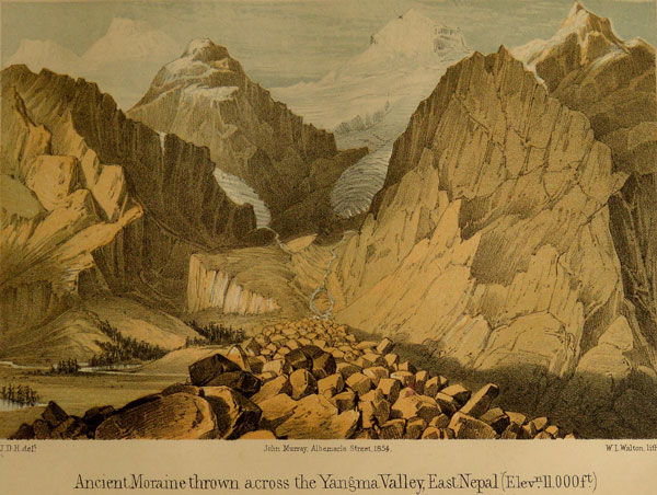 Ancient Moraine thrown across the Yangma Valley, East Nepal