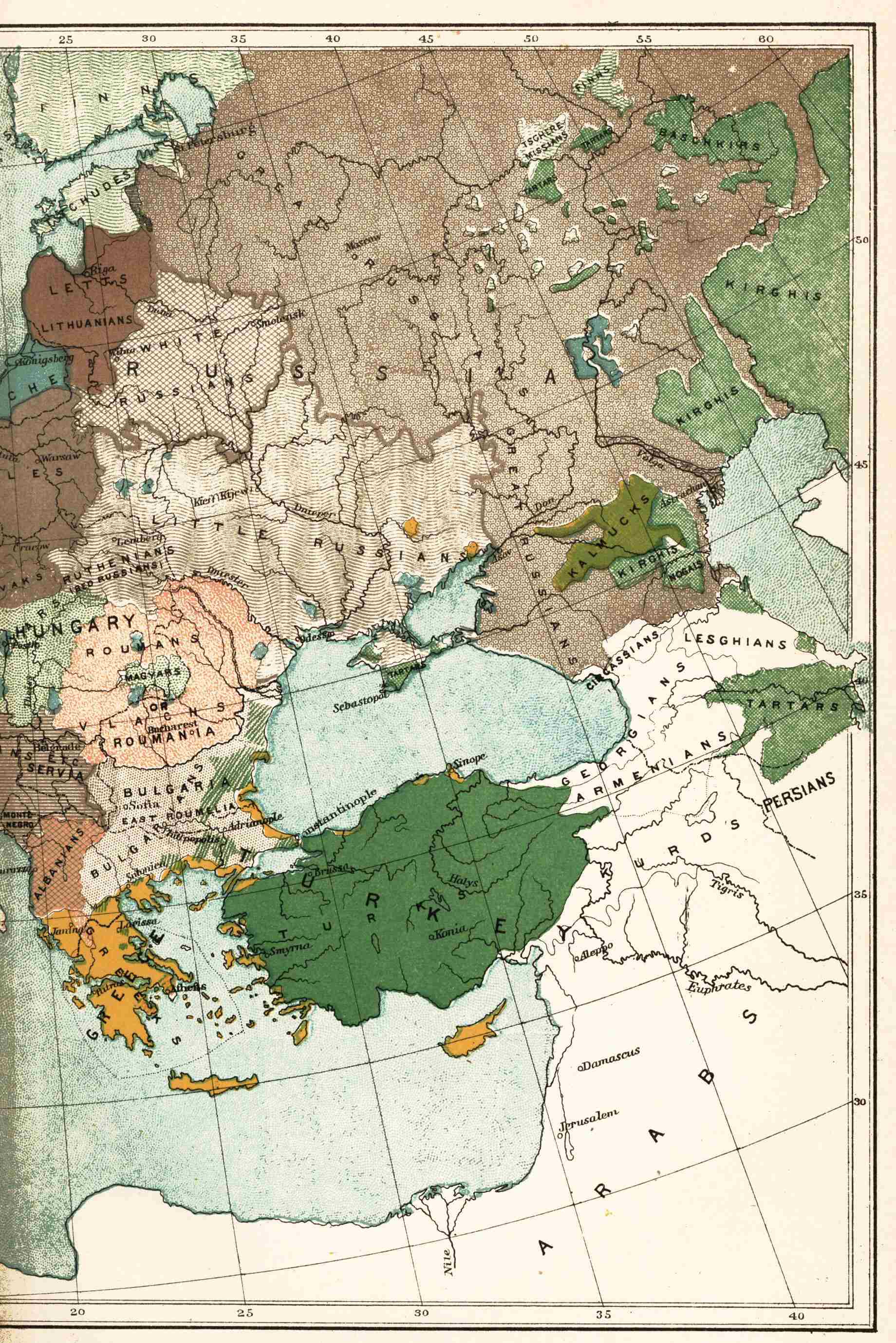 ETHNOLOGICAL MAP OF MODERN EUROPE (right)