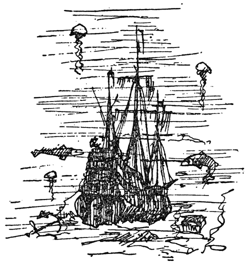 Gezonken zeventiende-eeuws zeilschip.