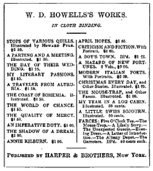 W. D. HOWELLS WORKS