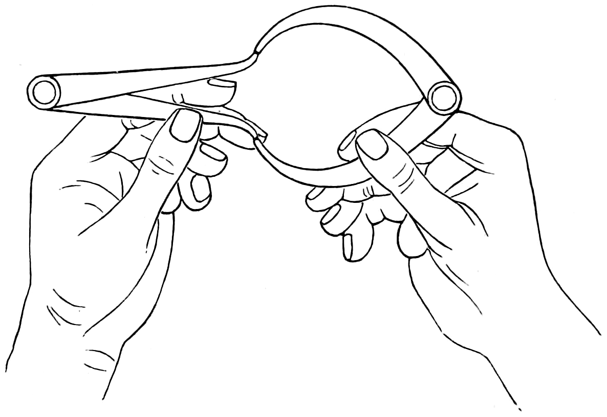 Hands with calipers