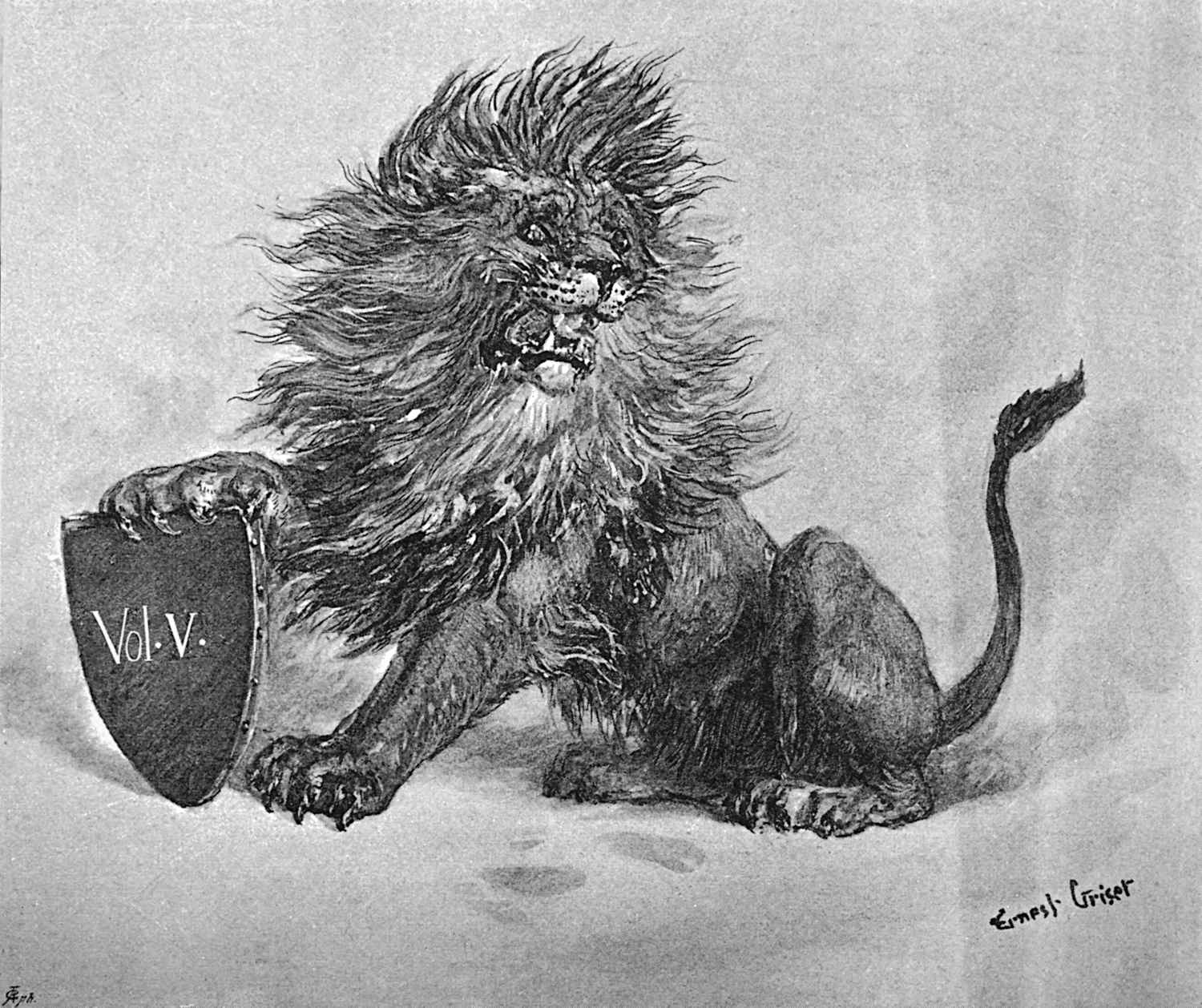 Lion holding a shield