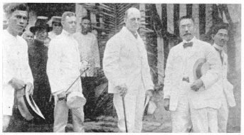 Governor-General Forbes and his aide, delegate Mariano Ponce, at the unveiling of the tablet on the Rizal house.