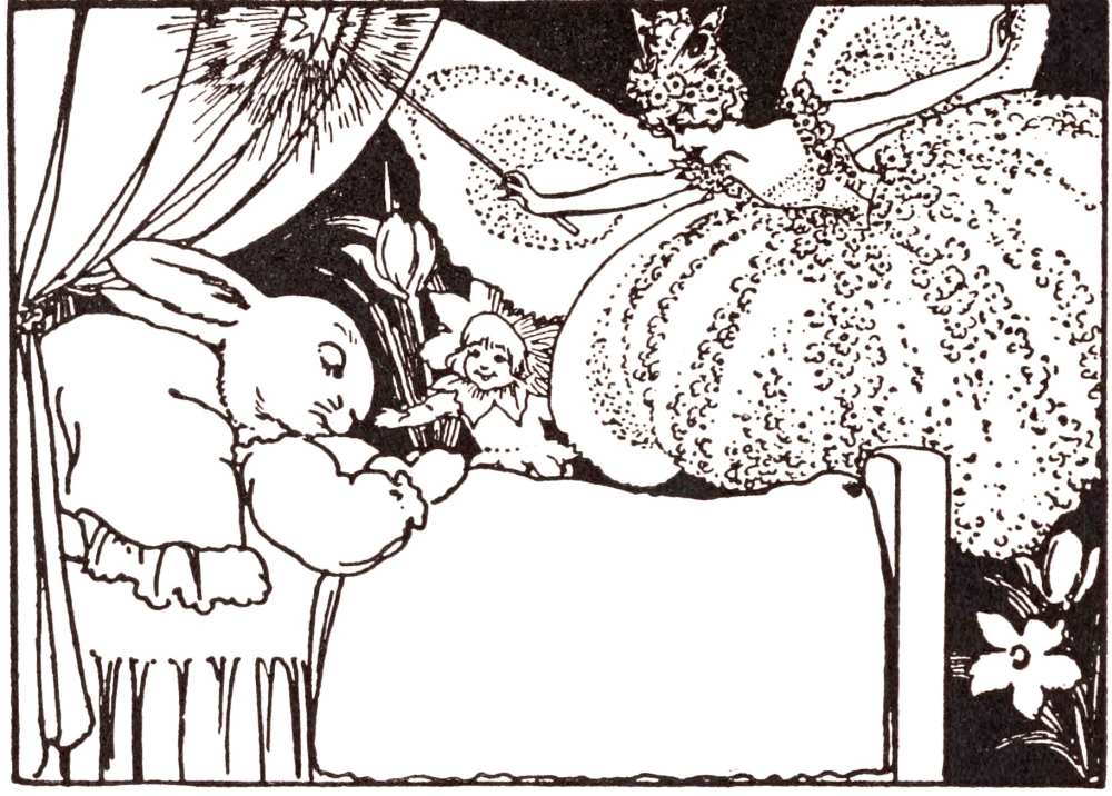 Bunny in bed with fairies
