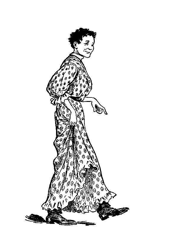 Illustration of Tom Randall in a dress