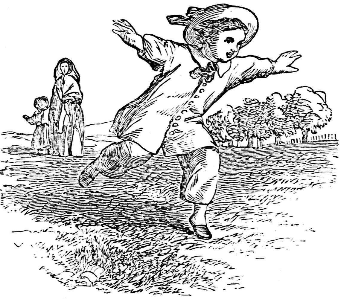 Child running with arms out pretending to fly.