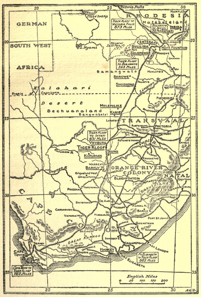 Map of South Africa, showing L.M.S. Mission Stations.