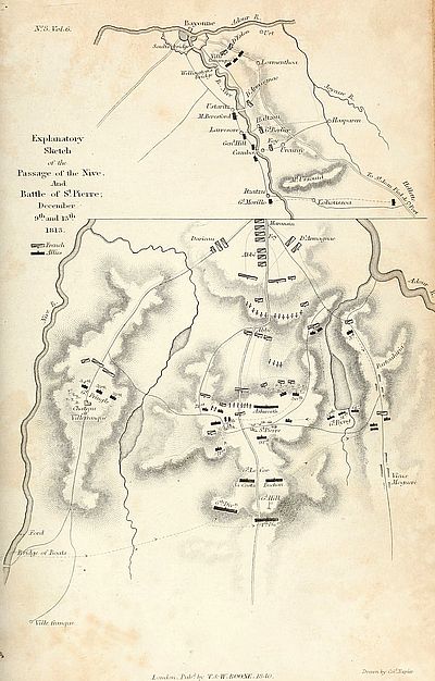 Map of passage of Nive, battle of St Pierre