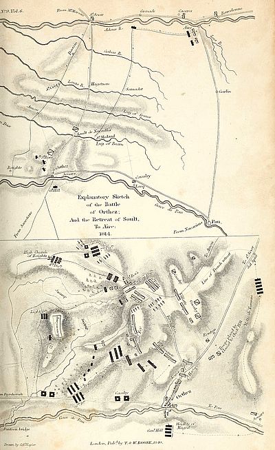 Map of battle of Orthez
