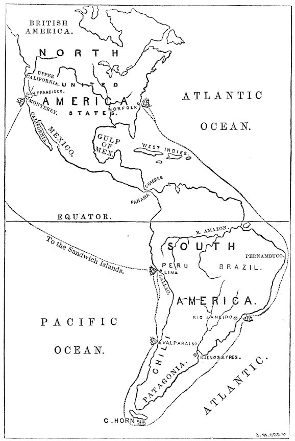 [Transcriber note: Map of voyage.]