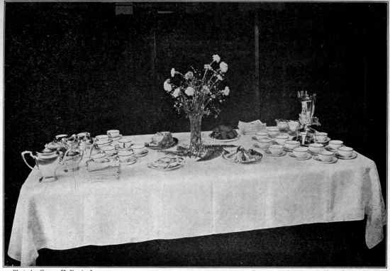 Photo by George H. Davis, Jr.      Courtesy of the Woman's Home Companion.   THE BUFFET LUNCH  The informality of the buffet lunch permits the use of paper napkins but the hostess may use linen ones if she prefers