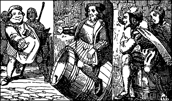 Illustration: Faust sits astride the barrel.