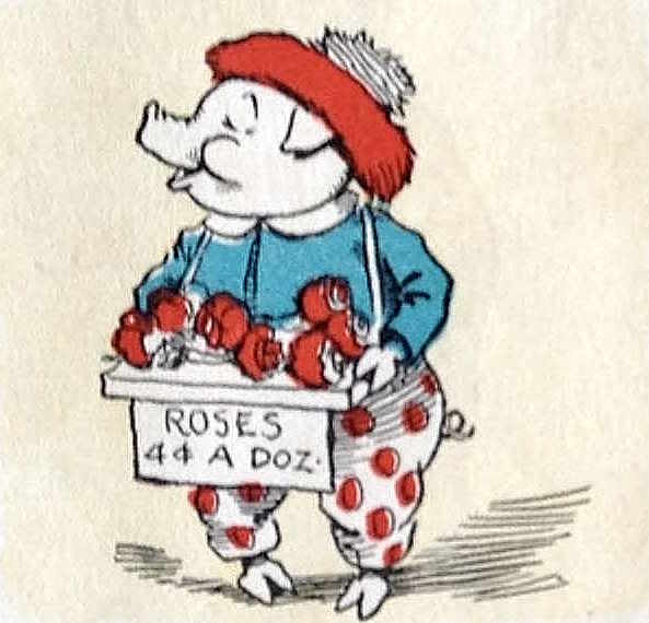 Pig selling roses