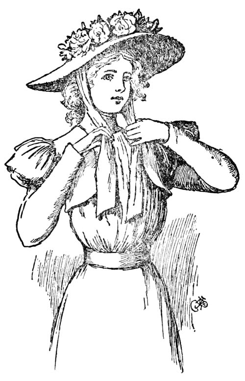 Tying on her big garden hat, Phronsie went across the road