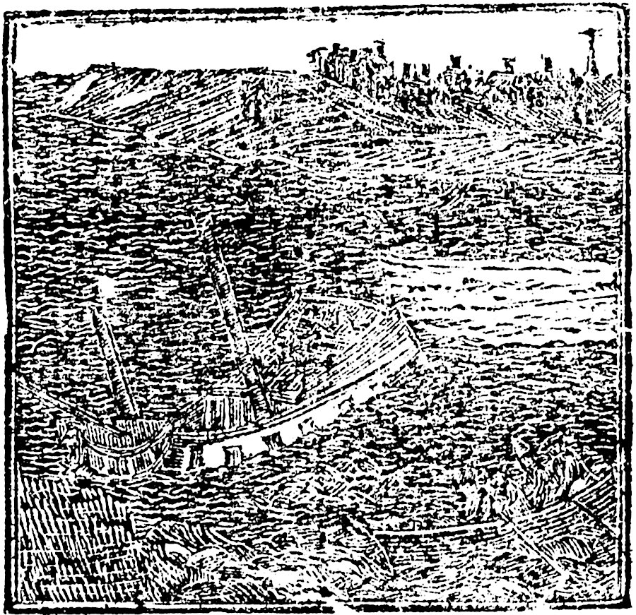 Woodcut of a shipwreck