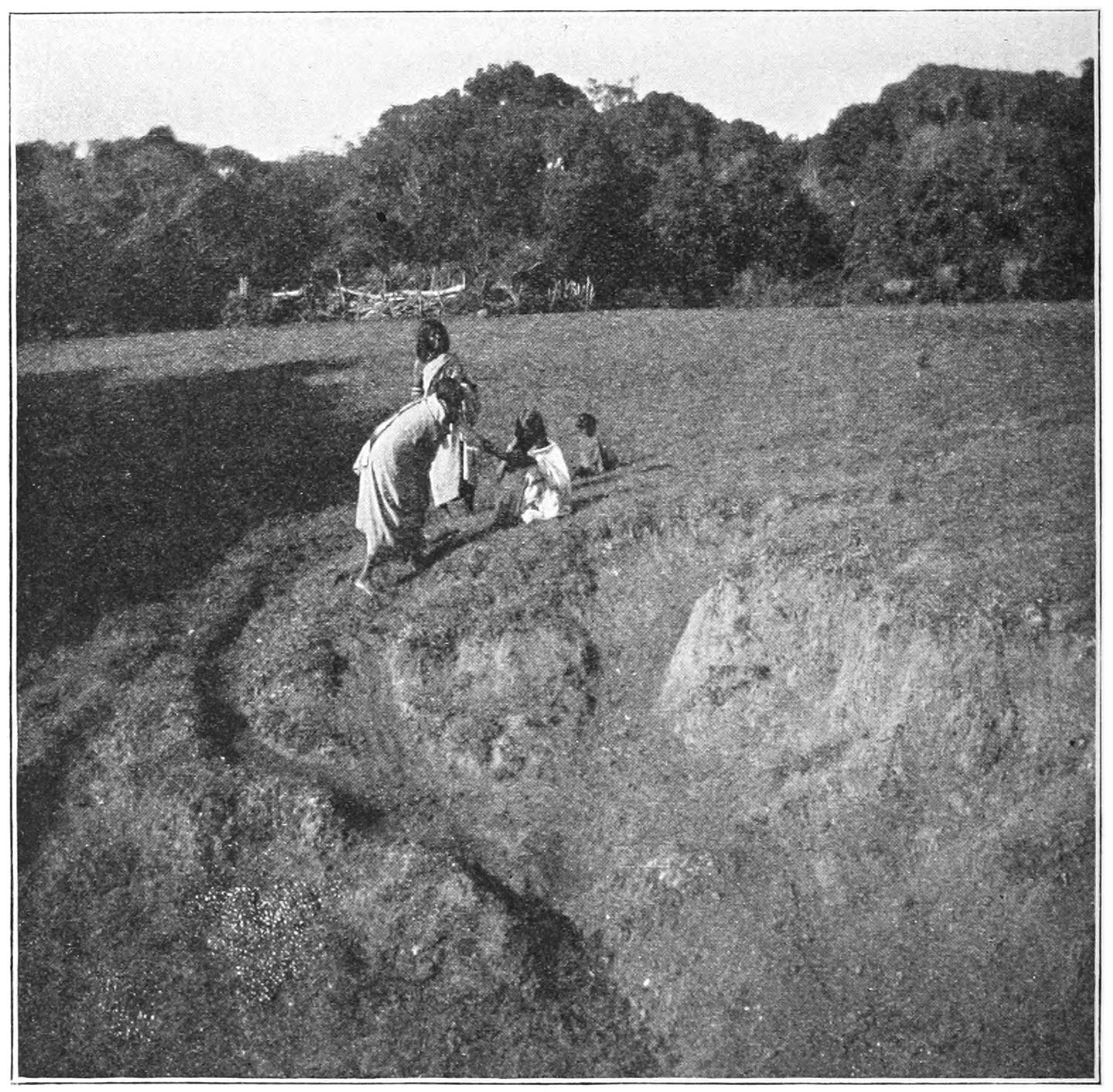 FIG. 47.—SINTAGARS DRINKING AT THE ‘MARTHK MAJ ATPIMI’ CEREMONY. THE BOY, PONGUDR, IS SITTING BEHIND HER.