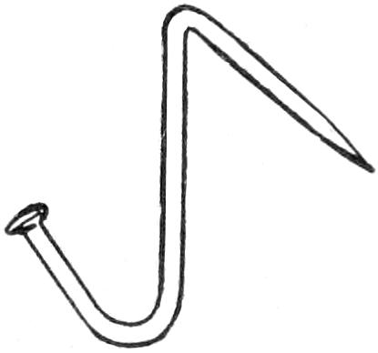 Bent nail (or pin) as picture hook