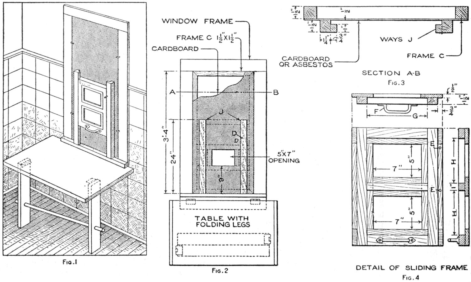 Details of table and window frame construction