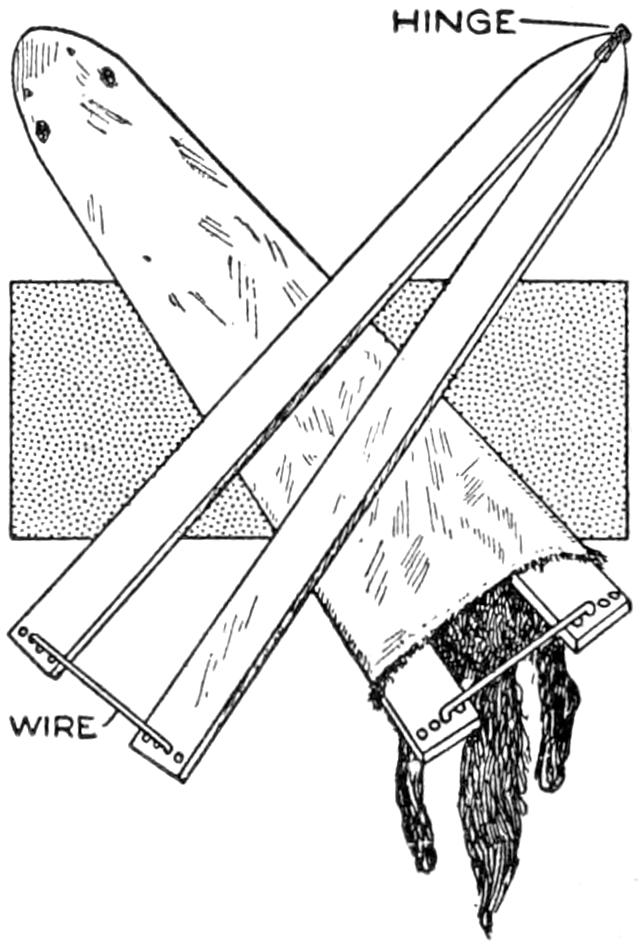 Stretcher made of two wooden strips