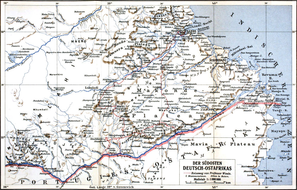 Karte: Der Südosten   Deutsch-Ostafrikas