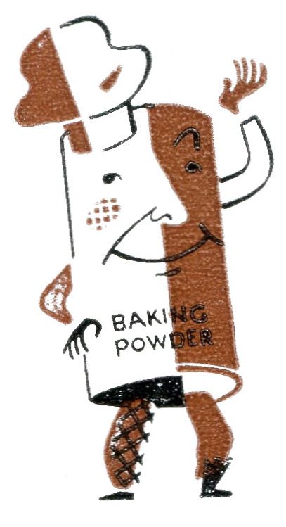 (Baking Powder can with face, arms, legs and chef's hat)