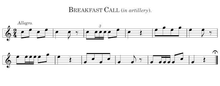 Breakfast Call (in artillery).