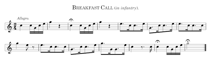 Breakfast Call (in infantry).
