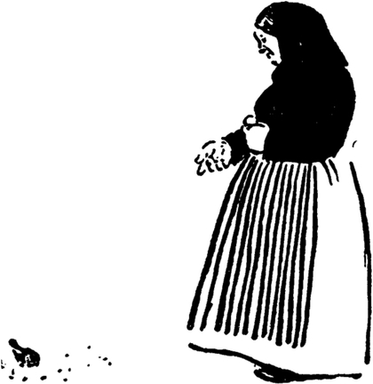 Die Gärtnersfrau füttert den Sperling