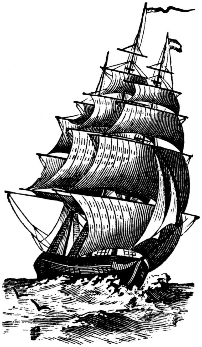 tailpiece: large sailing ship