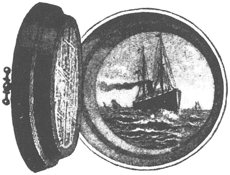 tailpiece: porthole view of steamship
