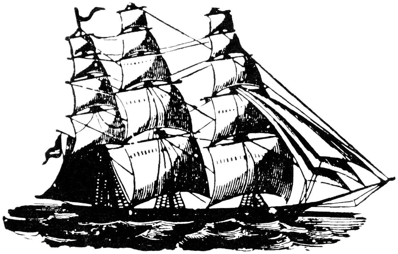 tailpiece: 3-masted sailingship