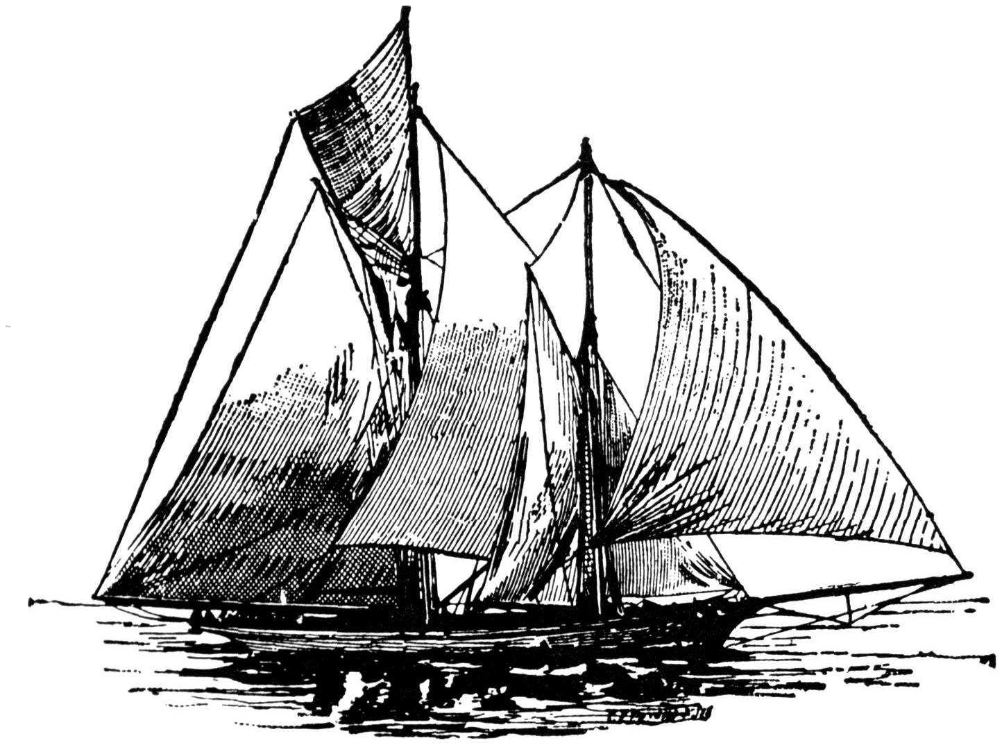 tailpiece: sailingship