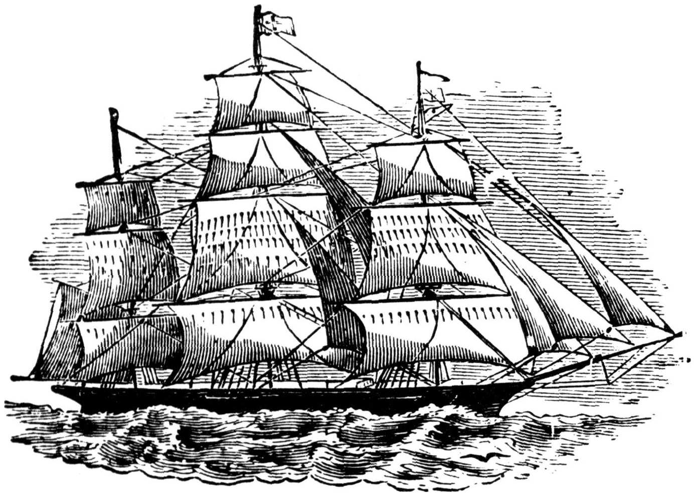 tailpiece: 3-masted sailingship