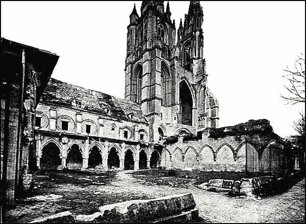 Photograph of the Rear Side of the Façade, Cloister and Refectory, Nov. 1918.