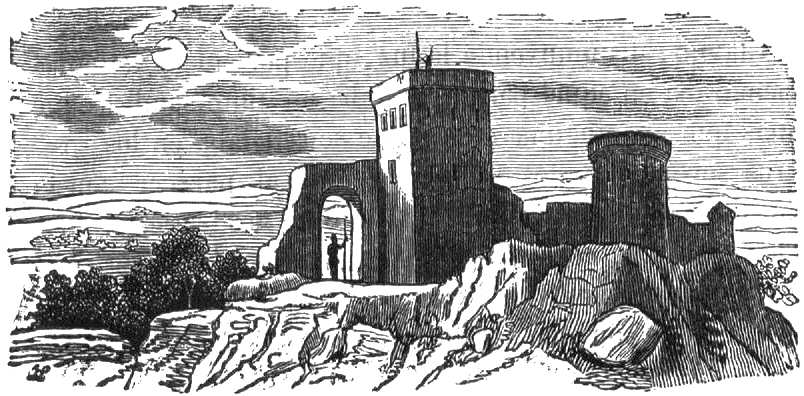 Ilustración ornamental representando un castillo