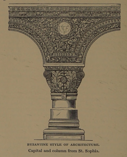 BYZANTINE STYLE OF ARCHITECTURE. Capital and column from St. Sophia.