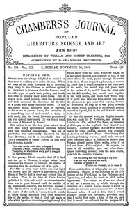 Chambers's Journal of Popular Literature, Science, and Art, fifth series, no. 151, vol. III, November 20, 1886, Various